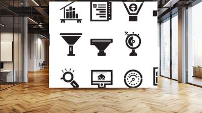 A straightforward vector icon set with a funnel, A/B testing, SEO analysis, and keyword ranking  Wall mural