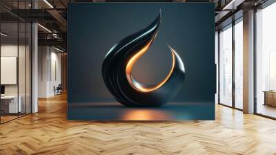 Abstract Metallic Sculpture with Glowing Interior Wall mural