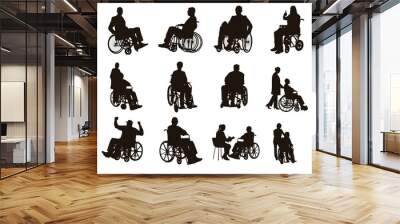 People on Wheelchair Silhouettes Wall mural