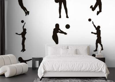 Volleyball Player Silhouettes Wall mural