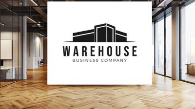 Industrial manufacturing building logo design. Industrial factory and warehouse vector design. Industrial production logotype Wall mural