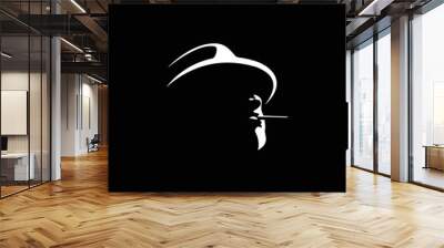 silhouette of man with hat and cigar chikago gangster mafia Wall mural