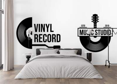 Vinyl record logo template. Vector music icon or emblem. Wall mural