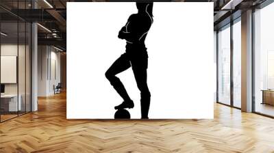 female soccer player silhouette on white background Wall mural