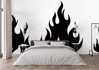 Fire flames, set vector icons. Fire sign. Fire flame icon isolated on white background. Vector illustration Wall mural