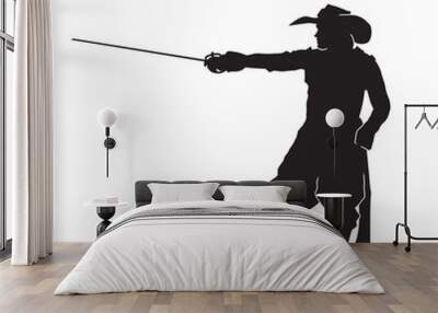 Musketeer with sword detailed isolated vector silhouette. Wall mural