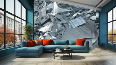 Aluminum swarfs . Aluminum metal scrap . Wall mural