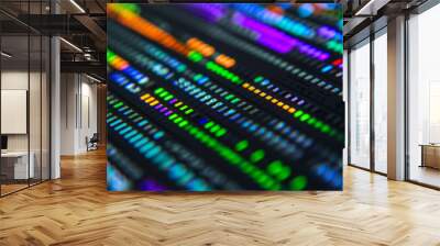 Close-up of a Sound Mixing Board with Illuminated Buttons Wall mural