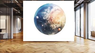 5 planets, isolated on a white background, in the style of fantasy, fantasy planet concept art, in the style of fantasy, 2d game design Wall mural