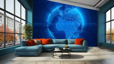 Global Hi-Tech World Map. Wall mural