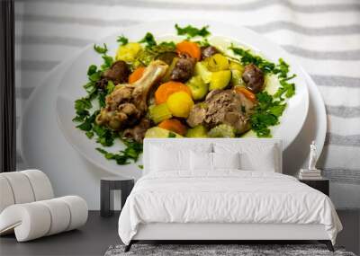 Nutritious chicken and vegetable soup Wall mural