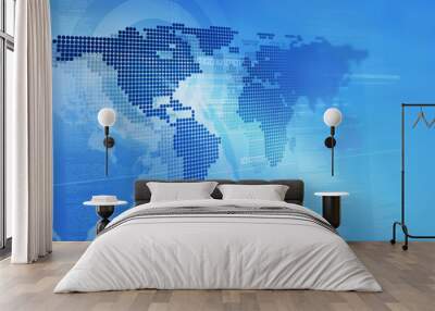 blue world map Wall mural