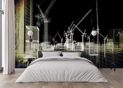 construction site blueprint Wall mural