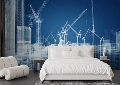 construction wireframe concept Wall mural