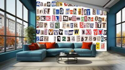 newspaper alphabet isolated Wall mural