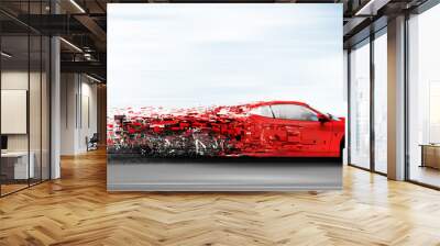 speeding car disintegrating Wall mural