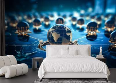 Metaverse digital world planet cyber Earth. Concept general virtual money, Abstract business crypto technology Wall mural