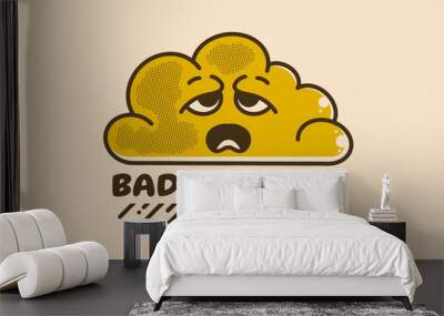 Mascot character design of a cloud with sad face Wall mural