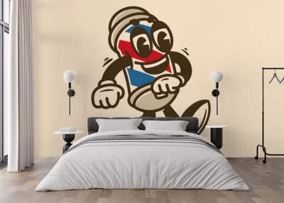 Mascot character illustration of barber shop Wall mural