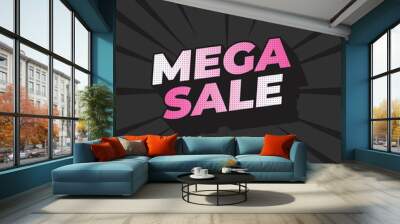 Mega sale. Text effect in 3D look with modern colors. Square shape Wall mural