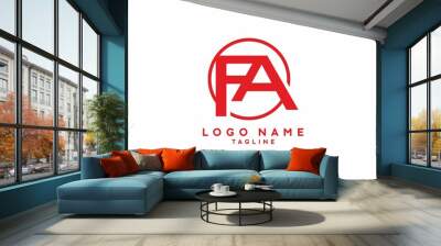 Red FA initial letter logo Wall mural