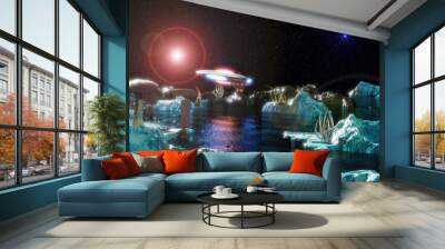 3D illustration of a beautiful alien planet, or exoplanet. Let's see if we can expect something like that. Wall mural