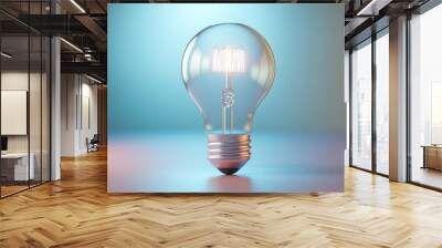 3D render of a light bulb in a flat design, highlighting innovation and potential, surrounded by minimalistic elements Wall mural