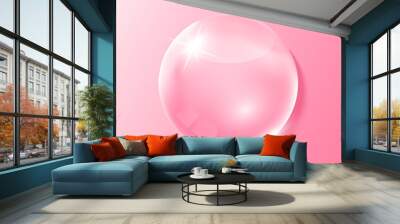 Collagen solution in the shape pink drop water. Vitamin complex with Chemical formula from nature. Beauty treatment nutrition skincare design. Medical and scientific concepts. 3D Realistic Vector. Wall mural