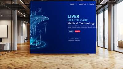 Liver health care. Diagnose disease with technology artificial intelligence. Medical website template layout design. Banner for medical ads online social media. Science medicine business. Vector. Wall mural