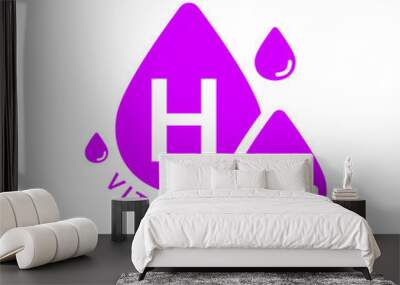 Vitamin H icon purple in form simple line water drop. Isolated on white background. Design for use on web app mobile and print media. Medical symbol concept. Vector EPS10 illustration. Wall mural