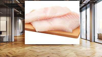 Raw fish steak on white isolated on clear png background and transparent background. food drink and dessert concept for cafe and restaurent, AI generative. Wall mural