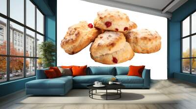 Scone on white isolated on clear png background and transparent background. Bakery and pastry concept for cafe and restaurent, AI generative.	 Wall mural