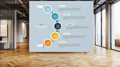 Infographic process design with icons and 5 options or steps. Wall mural