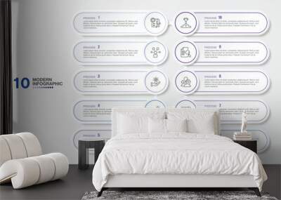 Modern infographic with 10 steps and business icons for presentation. Wall mural