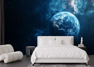 Blue Planet in Deep Space Wall mural