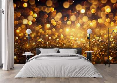 Golden Glitter And Lights Background. Wall mural