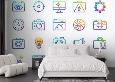 Minimalist Design Line Icons Set for Modern User Interface and Graphic Design Projects Collection Wall mural