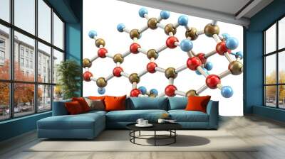 Molecular structure of estradiol, a steroid hormone responsible for female reproductive development and regulation, shown in 3D illustration on a white background. Wall mural