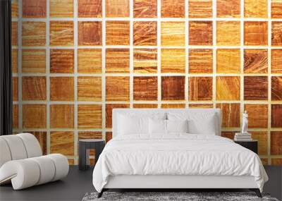 Brown glass mosaic background in interior decoration. Wall mural