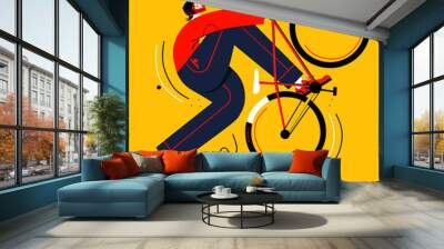 person riding a bicycle illustration art vector Wall mural