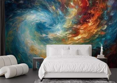 A mesmerizing cosmic ballet between two swirling gala Wall mural