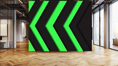 abstract green light arrow direction black blank space background Wall mural