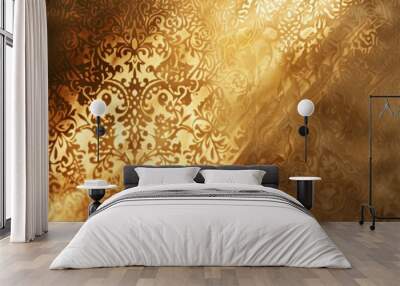 Arabesque shadow, you can use it as overlay layer on any photo.Abstract background with copy space and texture in golden color Wall mural