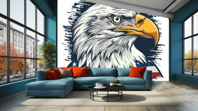 bald eagle american flag, clip art vector illustration independence patriot 4th july day, transparent background Wall mural