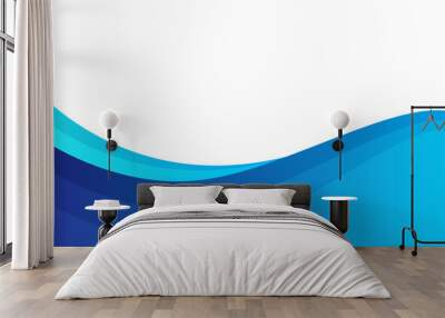 blue and white abstract wavy shape background Wall mural