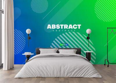 blue green gradient geometric background with rounded shape Wall mural