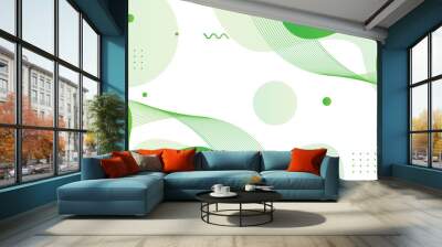 green abstract background with wavy shape Wall mural