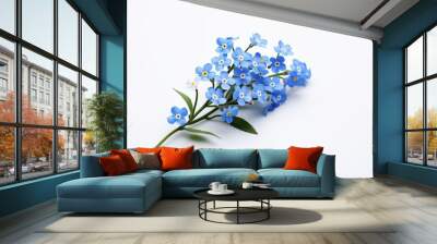 Photo of a charming forget me not on a solid white background. Generative AI Wall mural