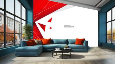 red abstract geometric background. suitable for corporate poster, business banner, presentation, flyer, journal report cover. Wall mural