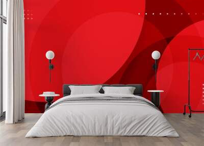 red geometric banner background with overlapping circles Wall mural